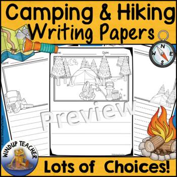 Preview of Summer Camp Writing Papers with Picture Box and Choice of Lines