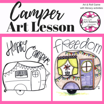 Preview of Art Lesson: Camper | Sub Plans, Early Finishers, No Prep
