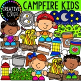 Summer Campfire Kids {Camping Clipart}