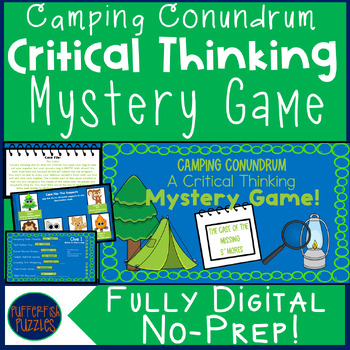 Preview of Summer Camping Digital Escape Room - End of Year - No Prep Breakout Game