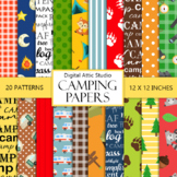 Summer Camping Scrapbook Background Papers Digital Design