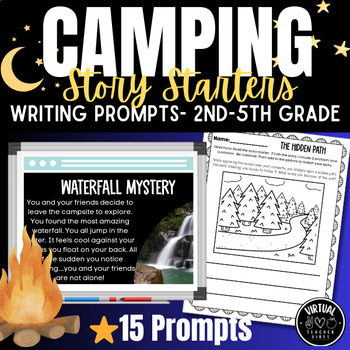 Preview of Summer Camping-Themed Story Starters, Writing Prompts, Graphic Organizer