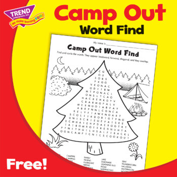 Preview of Summer Camping Word Find / Word Search & Coloring Page Free Printable