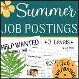 Summer Careers | Vocational Job Skills Listing Reading | E