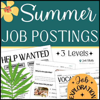 Preview of Summer Careers | Vocational Job Skills Listing Reading | ESY Special Ed Activity