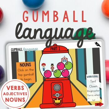 Preview of Summer Carnival Language Gumballs in Speech Therapy Verbs, Nouns, Adjectives