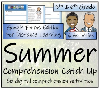 Preview of Summer Catch Up Comprehension Activity Bundle Digital & Print | 5th & 6th Grade