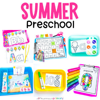 Preview of Preschool Summer Activities + Centers, Summer Preschool Curriculum Morning Work