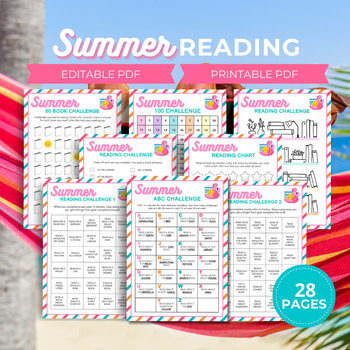 Preview of Summer Challenge, Summer Reading Log, Summer Reading Bingo & Bookmarks