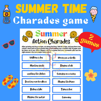 Preview of Summer Charades game brain breaks Classroom Management Activities primary middle