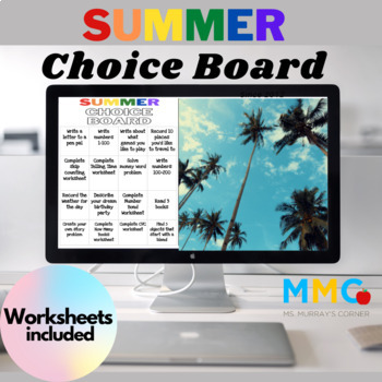Preview of Summer Choice Board I End of Year Activities