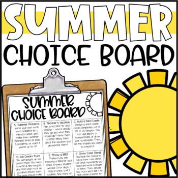 Preview of Summer Choice Board