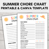 Summer Chore Chart for Kids | Editable Chore Chart, Chore 