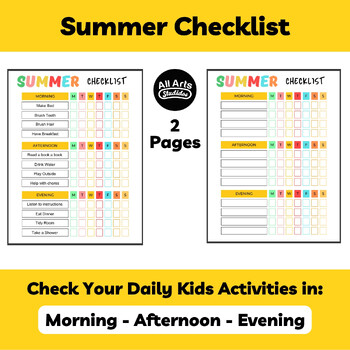 Summer Chore Charts, Daily Checklist, Screen Time and Rules by All Arts ...