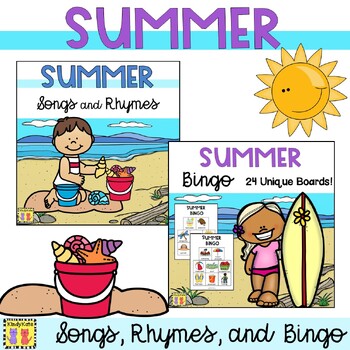 Preview of Summer Circle Time Songs, Rhymes, and Bingo Game, PreK, Kindergarten FUN
