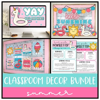Preview of Summer Classroom Decor Bundle | Bulletin Board