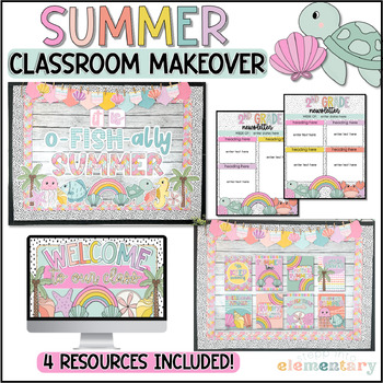 Preview of Summer Classroom Makeover Bundle | Trendy Summer/End of Year Class Decor