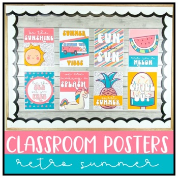 Preview of Summer Classroom Posters | Editable | Retro