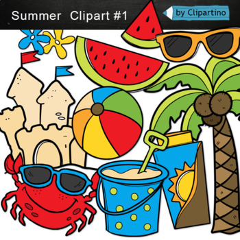 Preview of Summer Clip Art/ Beach Summer doodle clipart/ Commercial use
