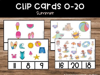 Preview of Summer Clip Cards: Fun Counting Set 0-20