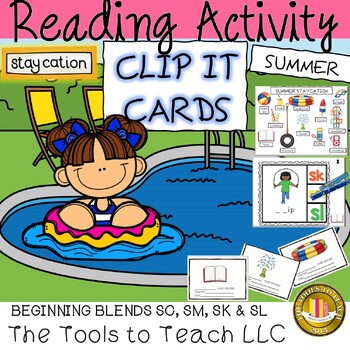 Summer Clip It Reading Beginning Blends No Prep | TpT