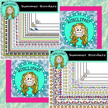 Preview of Summer Clipart Borders MEGA BUNDLE (color and B&W){MissClipArt}