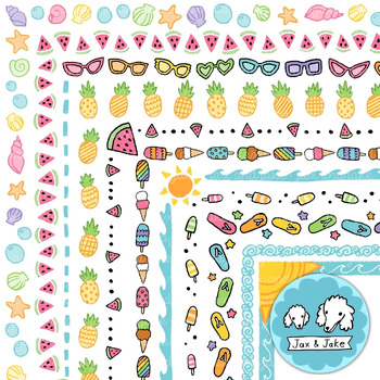 Preview of Summer Clipart Borders - Summer Clip Art Doodle Page Borders