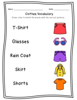 Summer Clothes Vocabulary: Matching by Teaching's Fun
