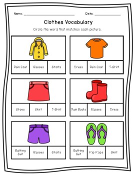 Spring and Summer Clothes Vocabulary worksheet