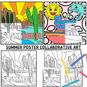 Preview of Summer Collaborative Art Poster I End of the Year Craftivity I Bulletin Board