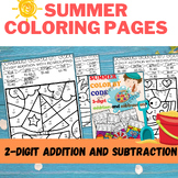 Summer Color By Code 2-Digit Addition and Subtraction (wit