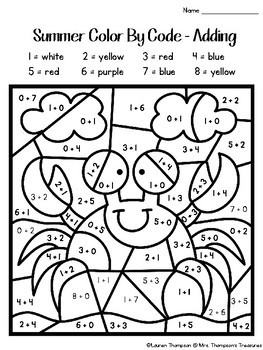 summer coloring pages color by code kindergarten by mrs thompson s treasures