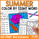 Summer Color By Code Sight Word Practice Morning Work Worksheets