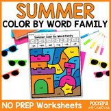 Summer Color By Code CVC Word Practice Morning Work Worksheets
