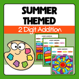 Summer Color By Number 2 Digit Addition with Regrouping, w