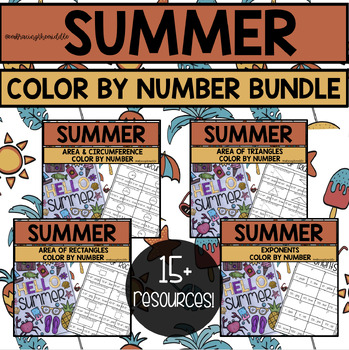 Preview of Summer Color By Number Activities for Middle School Math BUNDLE - 7th Grade