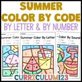 Summer Color By Number Letter and Sound | Summer Coloring Pages