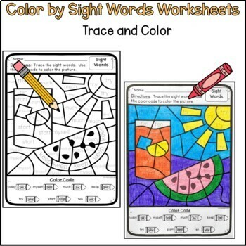 summer color by sight word worksheets for third grade by