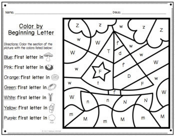 Summer Color by Beginning Letter (Distance Learning) | TpT