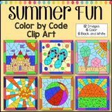 Summer Color by Number or Code Clip Art