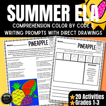 Preview of Summer: Color by Code & Direct Drawing: Reading Comprehension & Writing Prompts