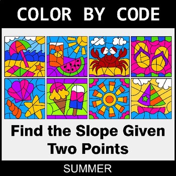 Preview of Summer Color by Code - Find the Slope Given Two Points