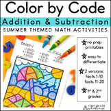 Summer Color by Code Math - Addition and Subtraction