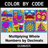 Summer Color by Code - Multiplying Whole Numbers by Decimals