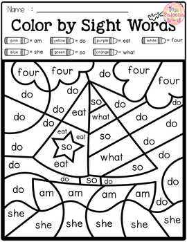 Summer Color by Code -Sight Words Primer by Miss Faleena | TpT
