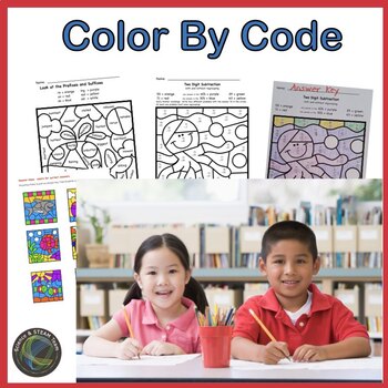 Preview of End of the Year Color By Code Second Grade Review