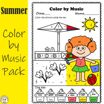 Preview of Summer Color by Music Pack | Color by Notes Rests and Dynamics