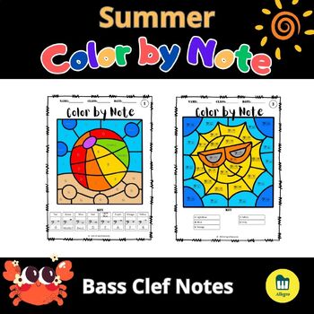 Preview of Summer Color by Note - Bass Clef Notes