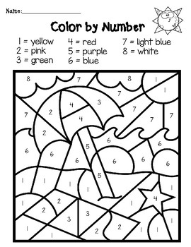 Color by Number Summer Place Value Worksheets — Teaching With Briana Beverly