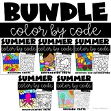 Summer Color by Number - Addition Subtraction Multiplicati